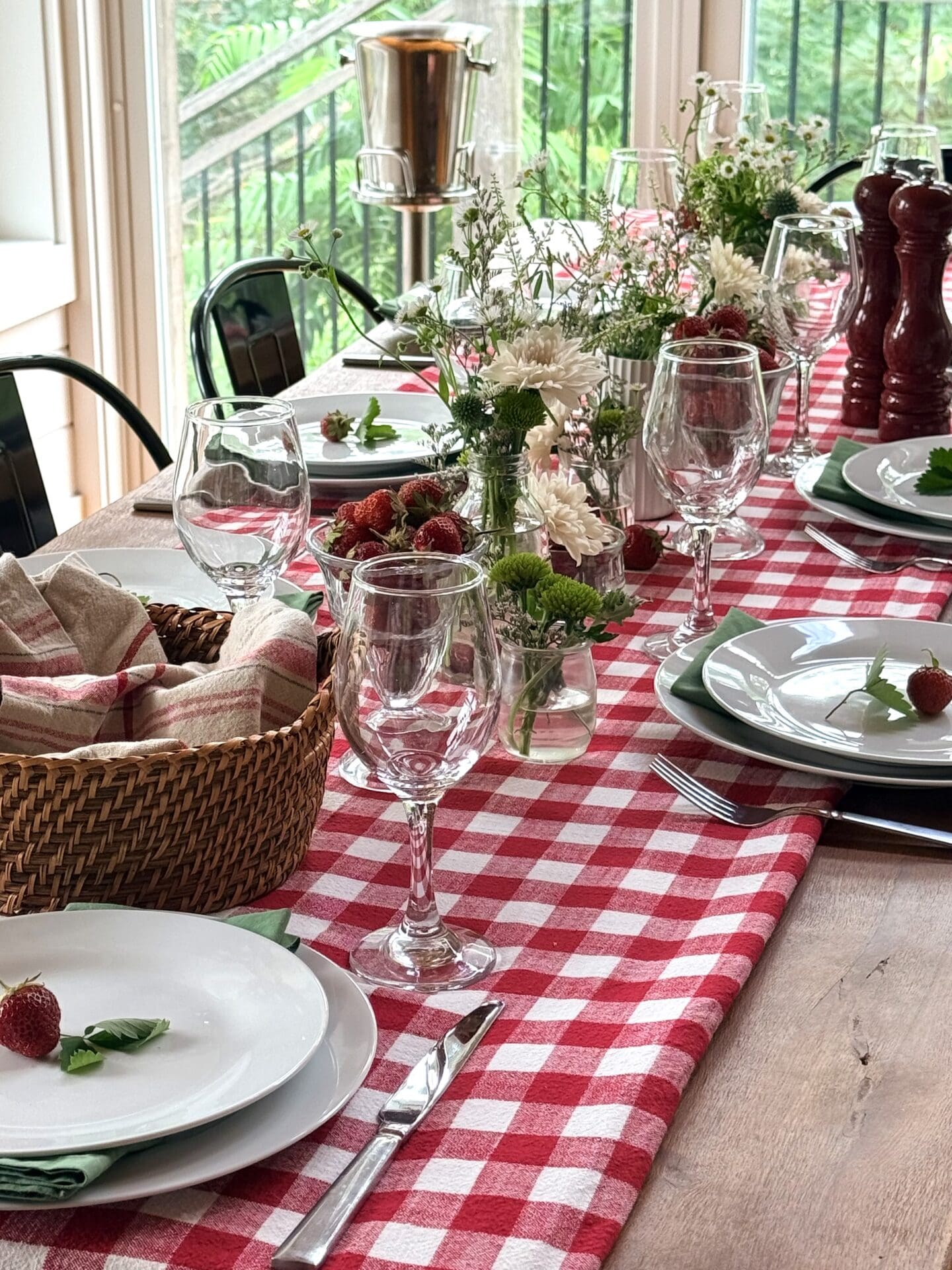 IMG_9488 A beautiful table is set for a strawberry themed summer lunch.