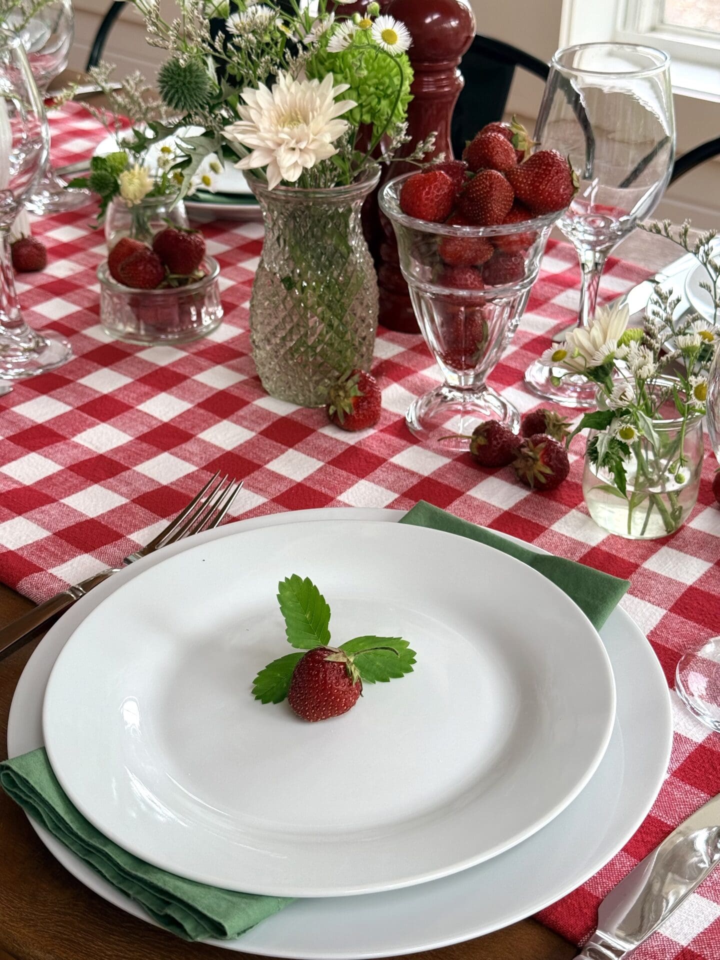 IMG_9499 A place setting is ready for the Strawberry Social Lunch.